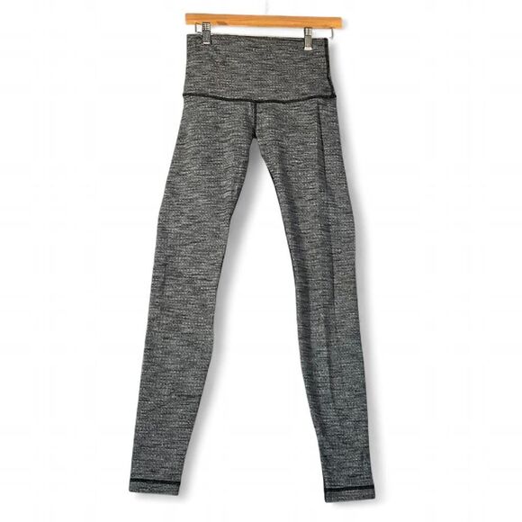 Lululemon Wunder Under High Rise Gray Black Leggings Size 6 - Picture 1 of 5
